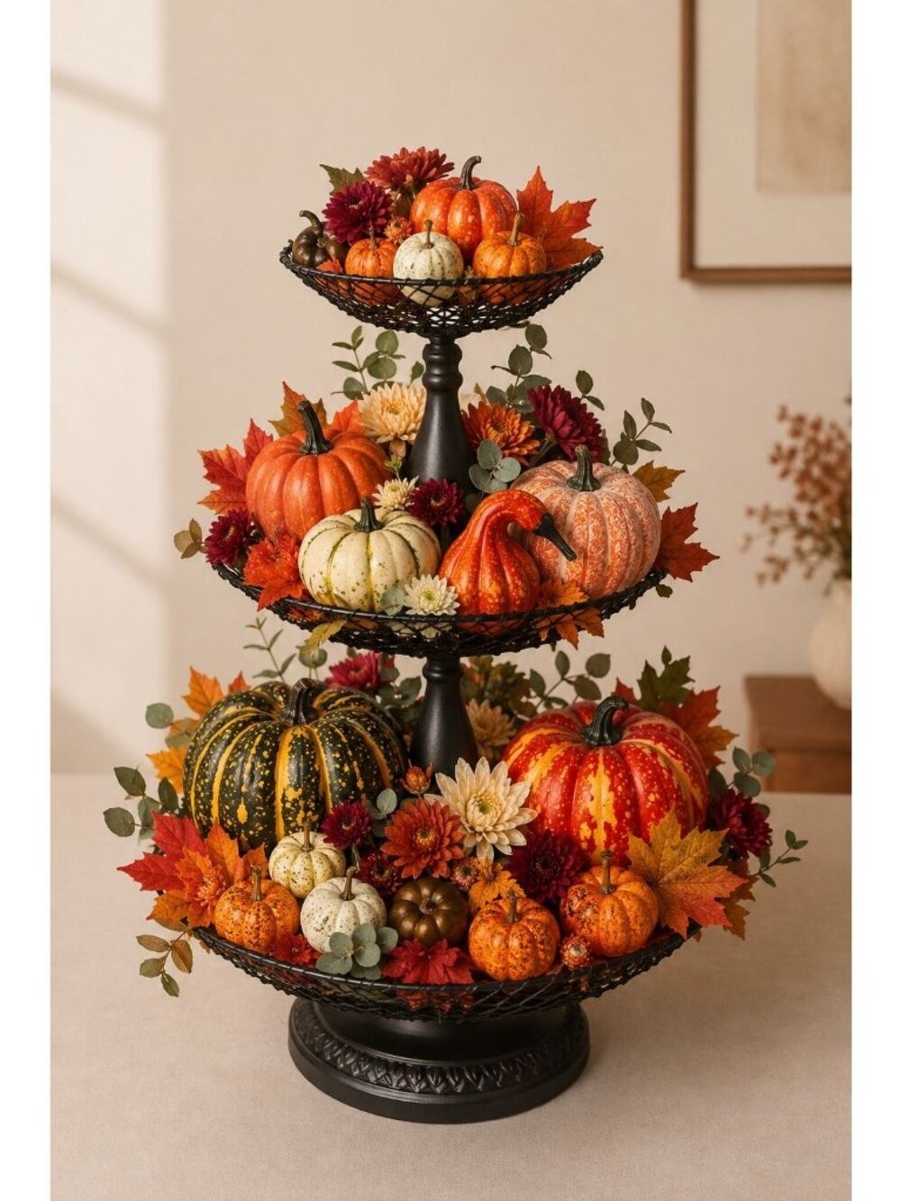 14 Artificial Mini Pumpkins and Gourds with 30 Maple Leaves, Fall Harvest Decor, - Picture 3 of 8